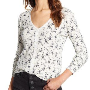 NWT Lucky Brand Adorable Floral Thermal Henley Top